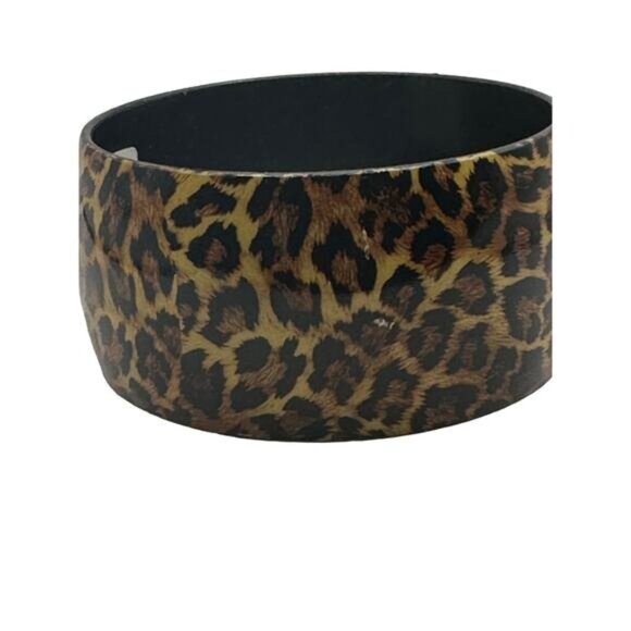 Set Of 3 Leopard Print Resin Bangle Bracelets For Women - Picture 7 of 9